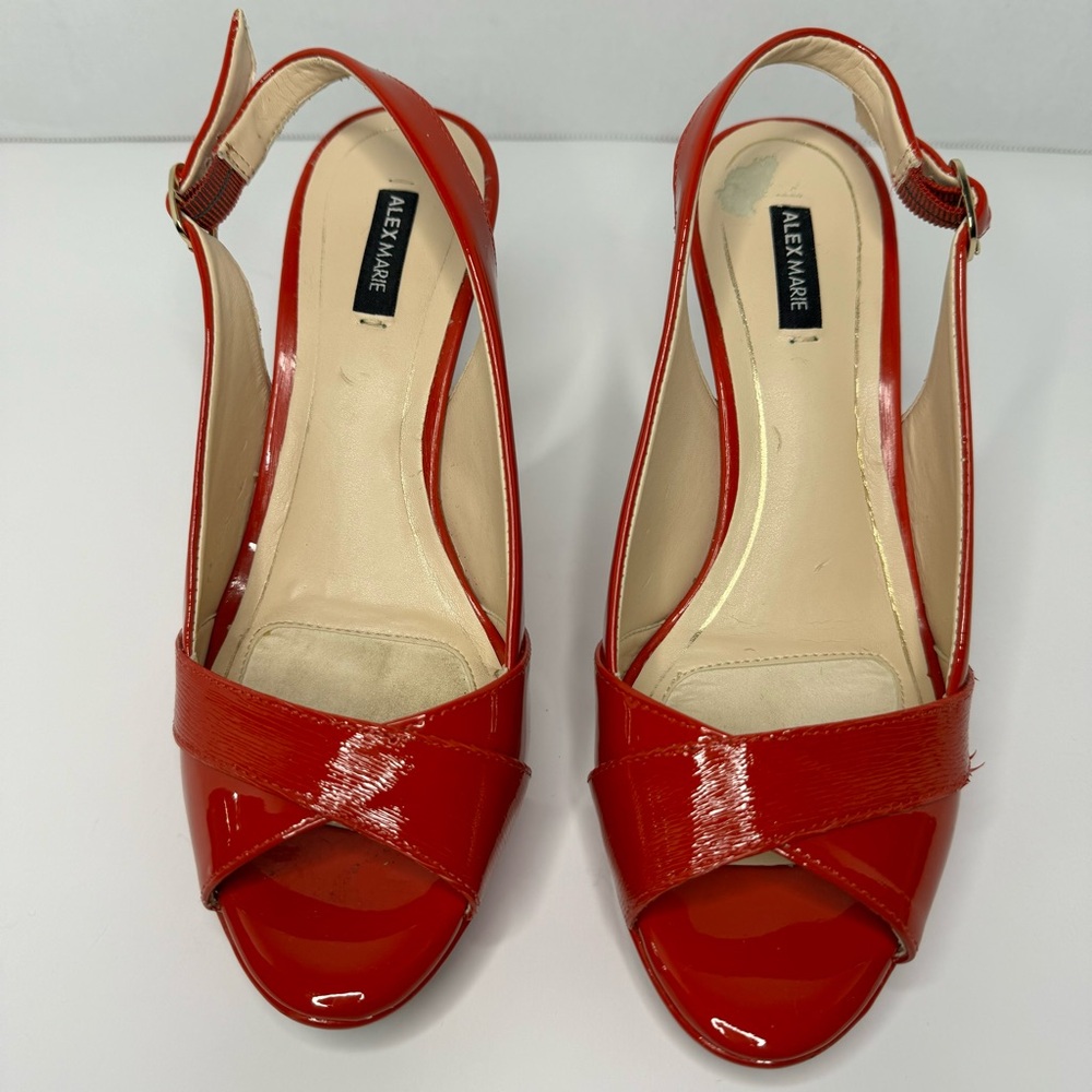 Women’s Alex Marie Gisella Apple Red, Open Toe, Sling Back 3”-4” Heel Size 7